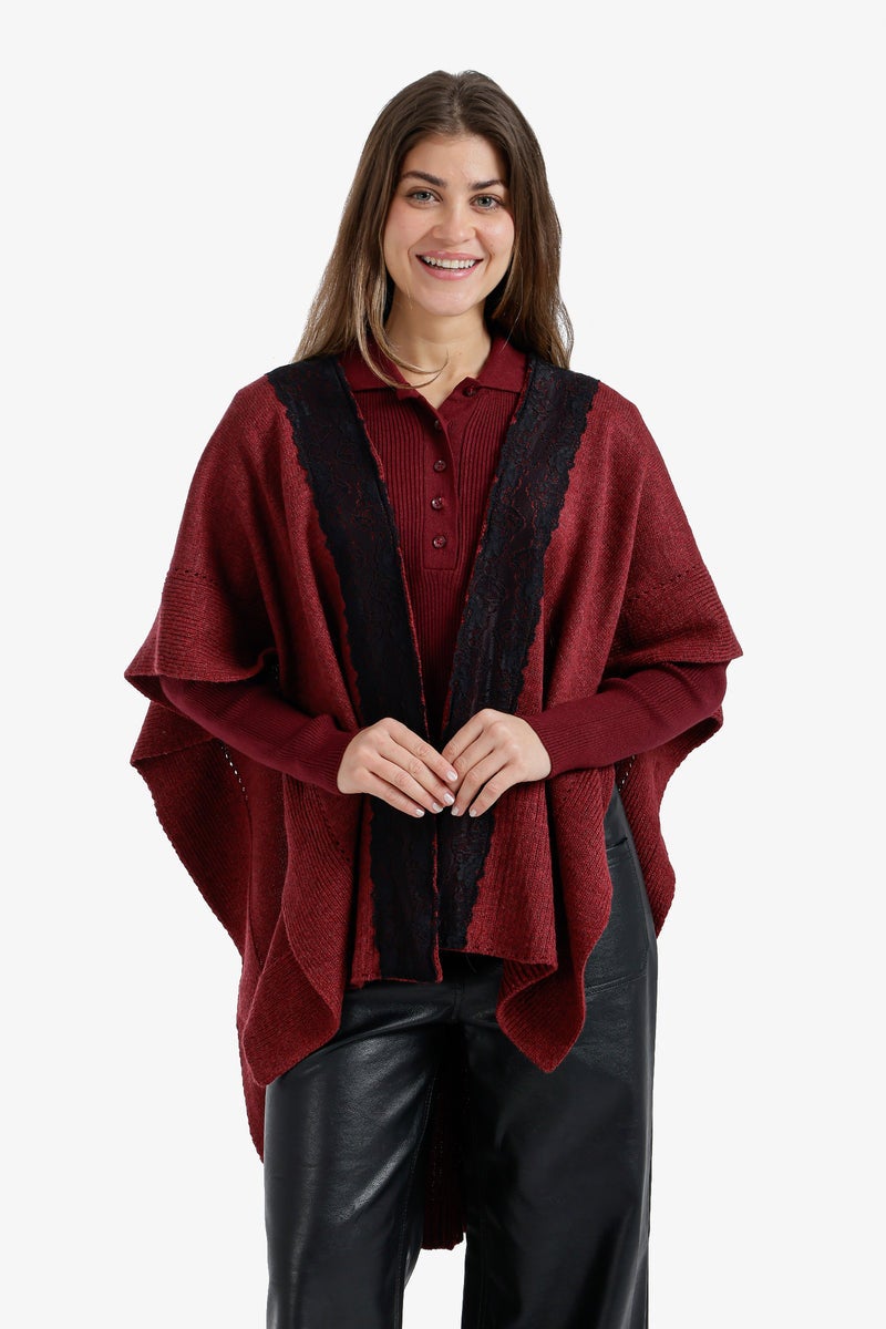Carina Lace-Trim Asymmetric Poncho - Image 1